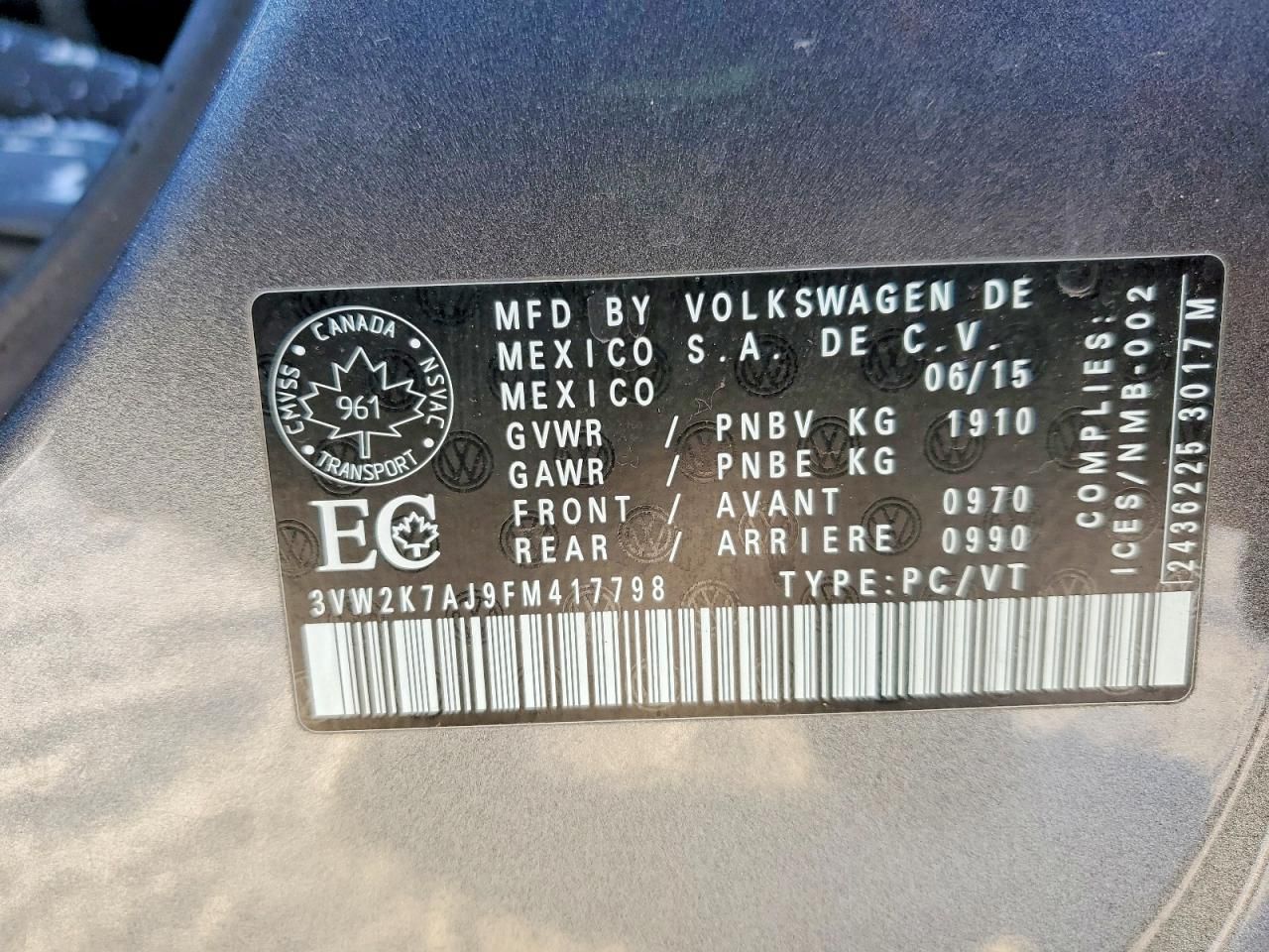 2015 Volkswagen Jetta Base