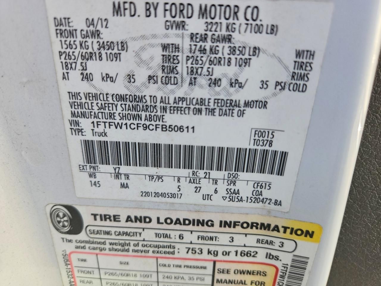 2012 Ford F150 Supercrew