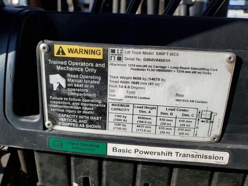 2010 Hyster S80FT-BCS Forklift