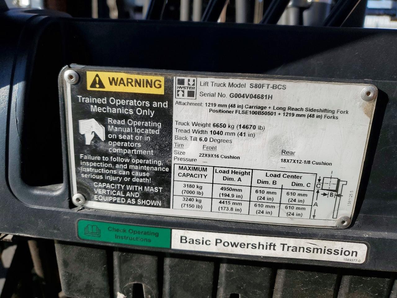 2010 Hyster S80FT-BCS Forklift