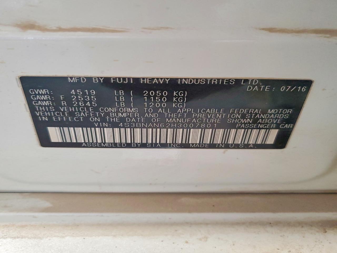 2017 Subaru Legacy 2.5i Limited