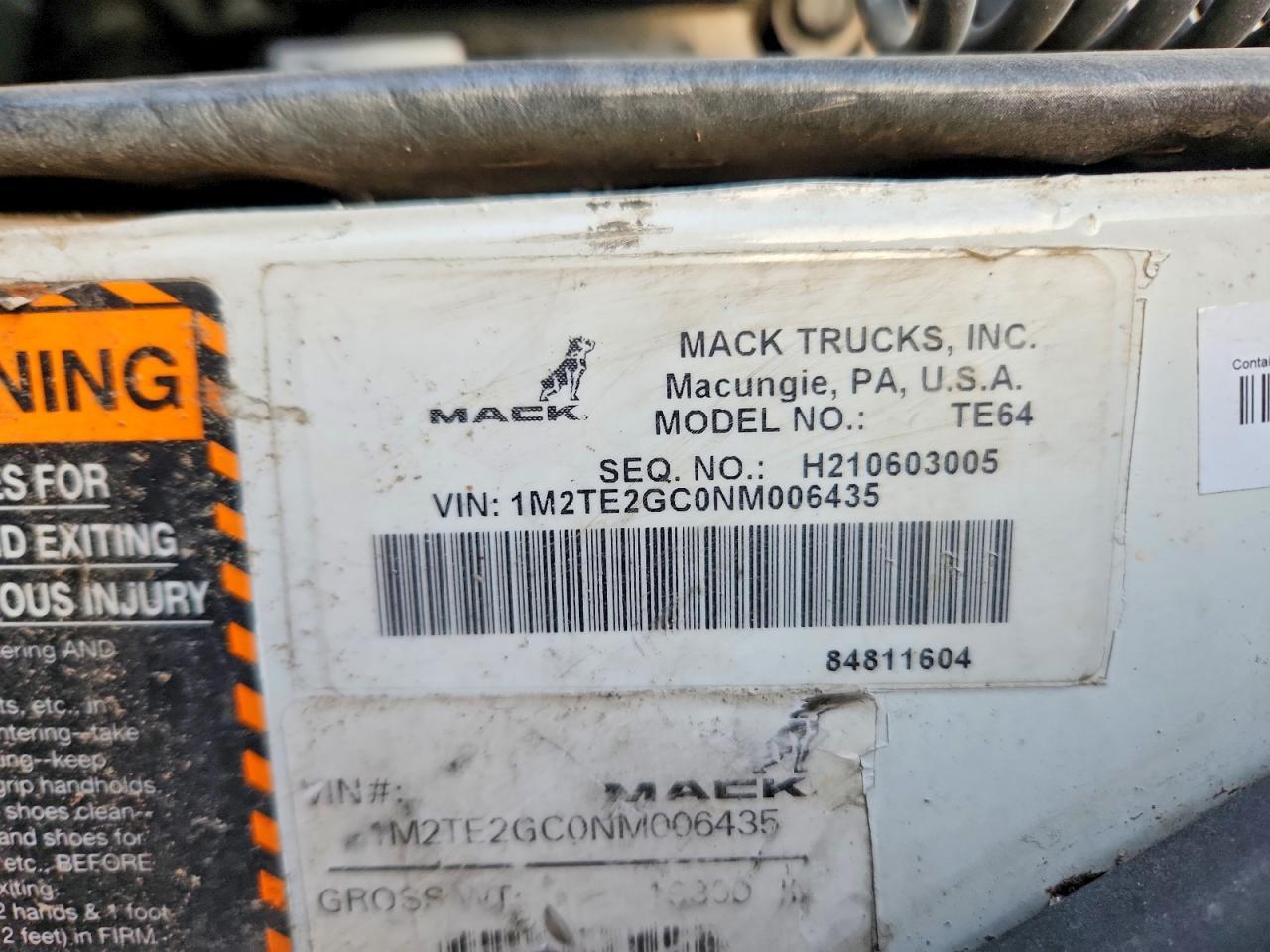 2022 Mack Terrapro Truck Cab AND Chassis