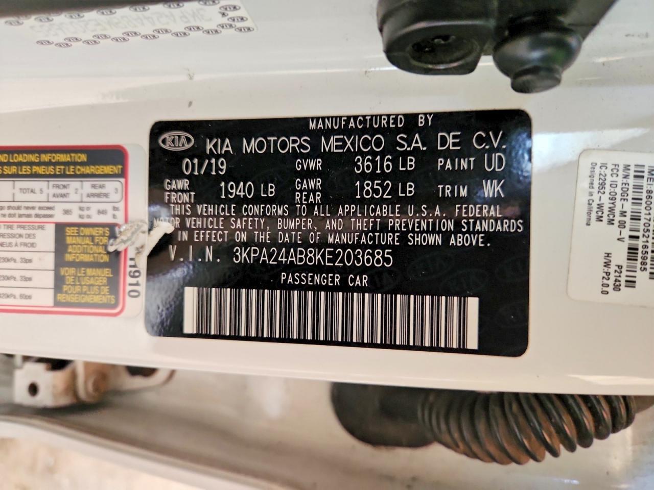 2019 KIA Rio lx