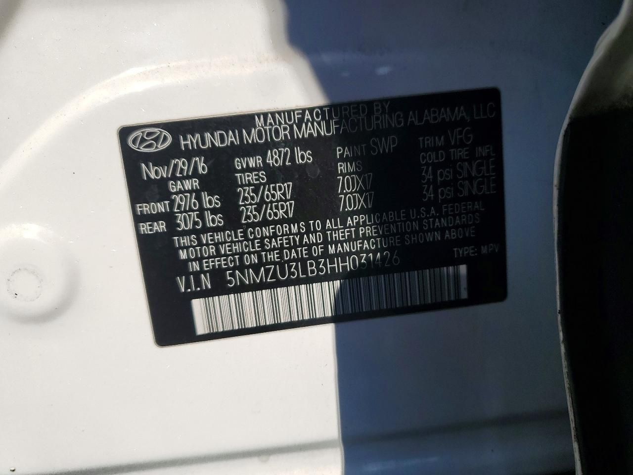 2017 Hyundai Santa fe Sport