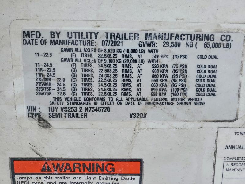 2022 Utility Vs2dx dry van Trailer