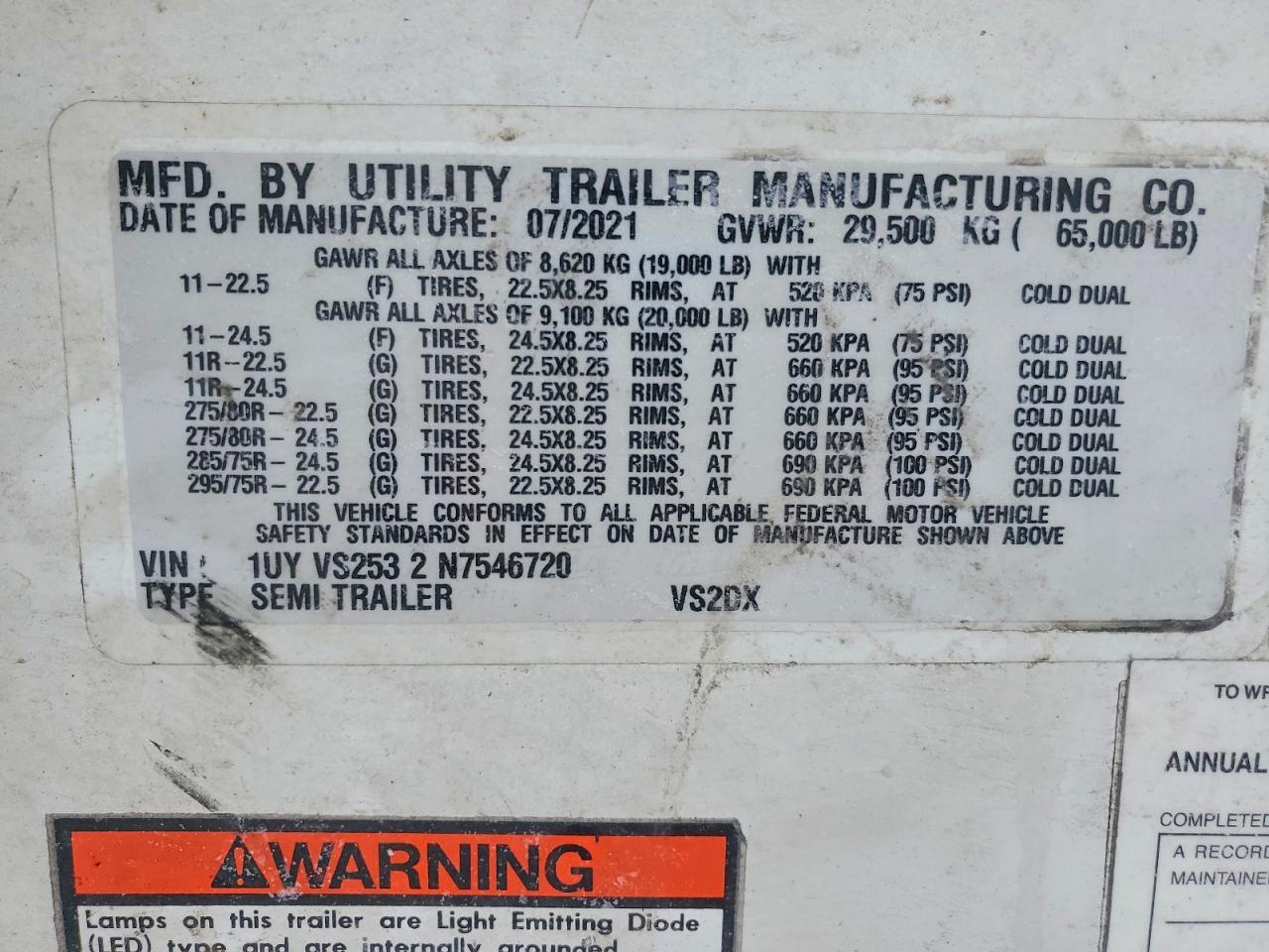 2022 Utility VS2DX DRY Van Trailer
