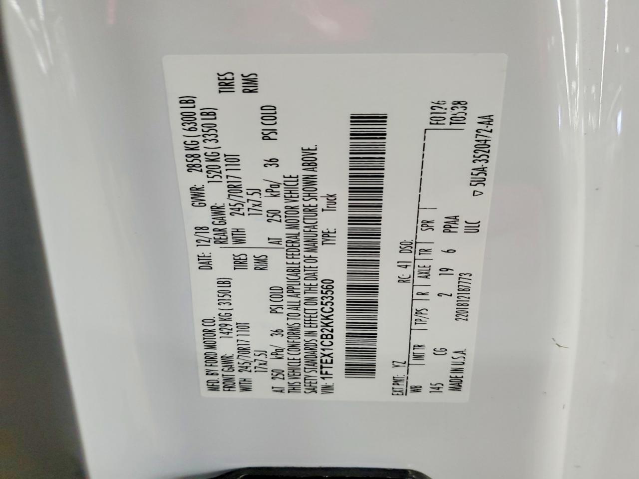 2019 Ford F150 Utility / Service Truck