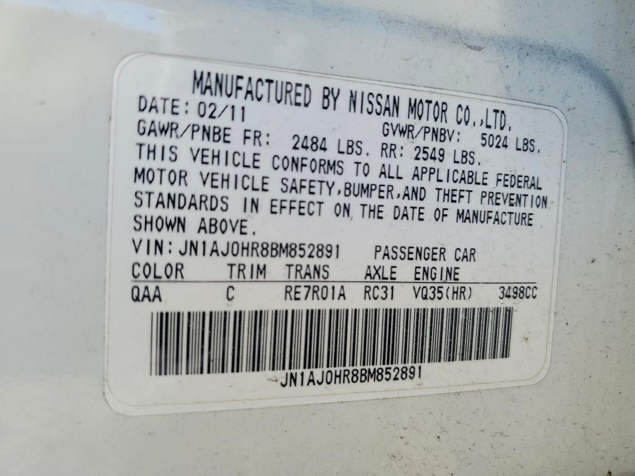 2011 Infiniti Ex35 Base
