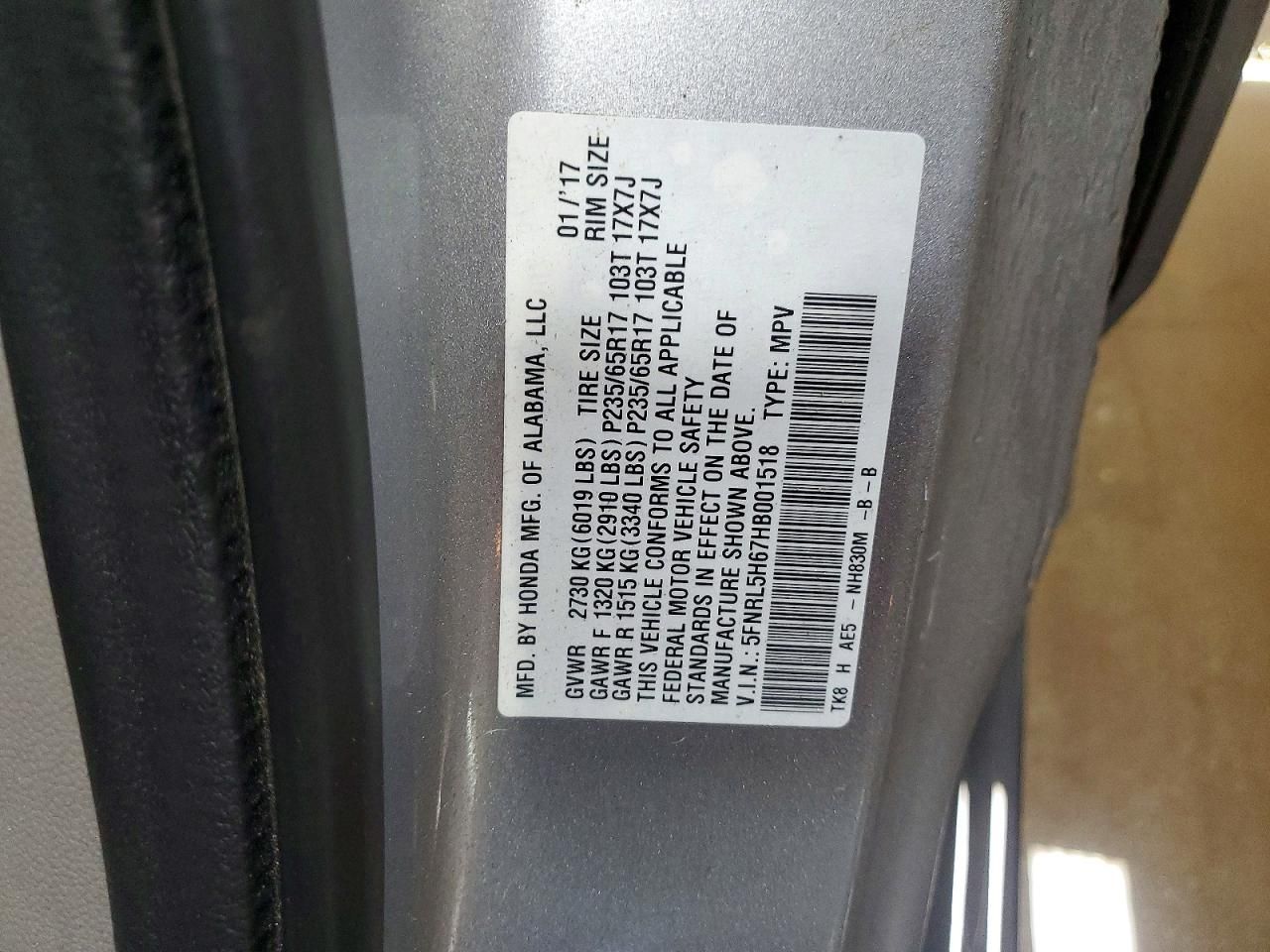 2017 Honda Odyssey exl