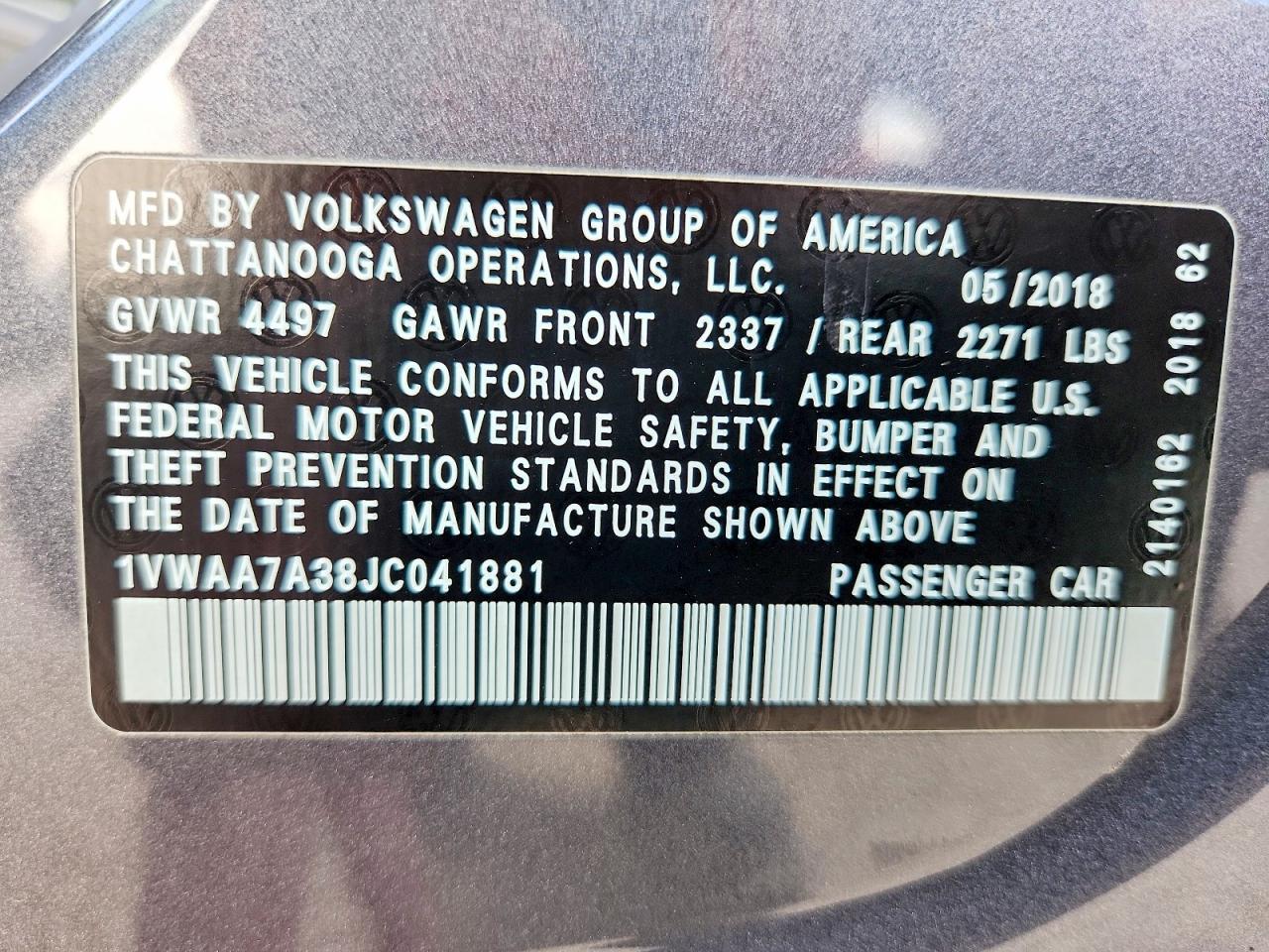 2018 Volkswagen Passat s