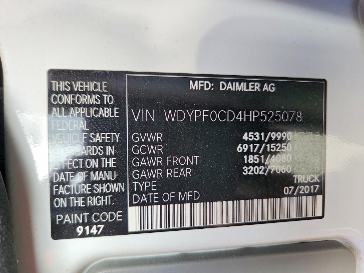 2017 Freightliner Sprinter 3500 Utility / Service Van