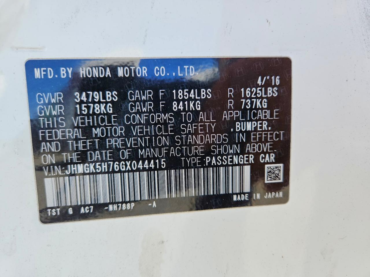 2016 Honda Fit ex