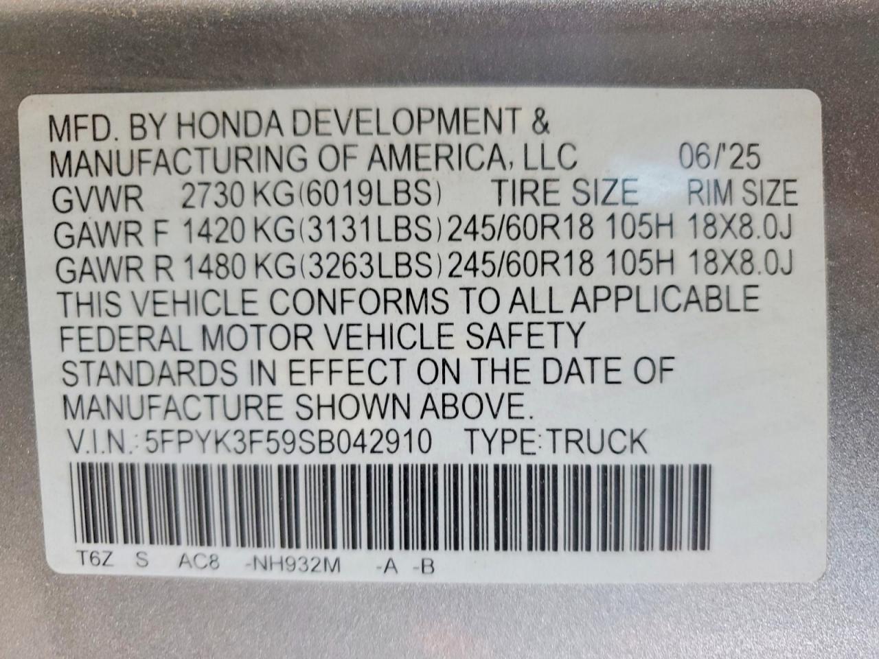 2025 Honda Ridgeline RTL