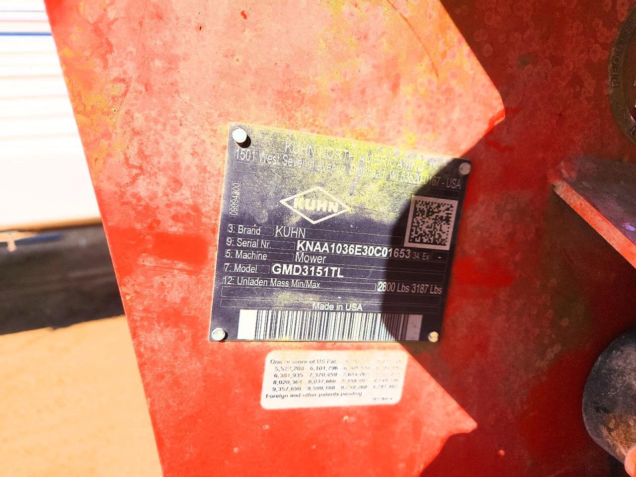 2023 Kuhn GMD3151TL Disc Mower