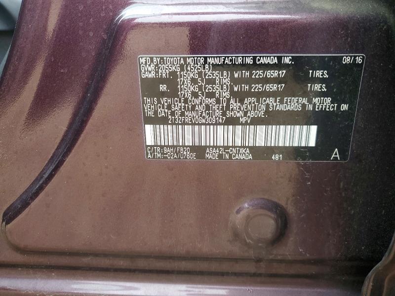 2016 Toyota Rav4 le