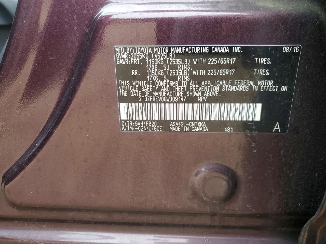 2016 Toyota Rav4 le
