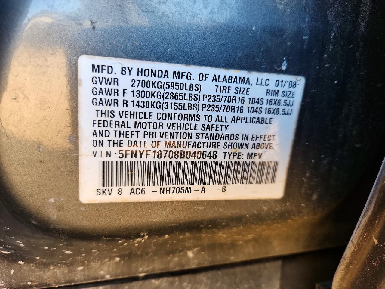 2008 Honda Pilot exl