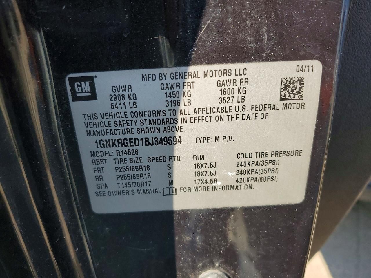 2011 Chevrolet Traverse lt