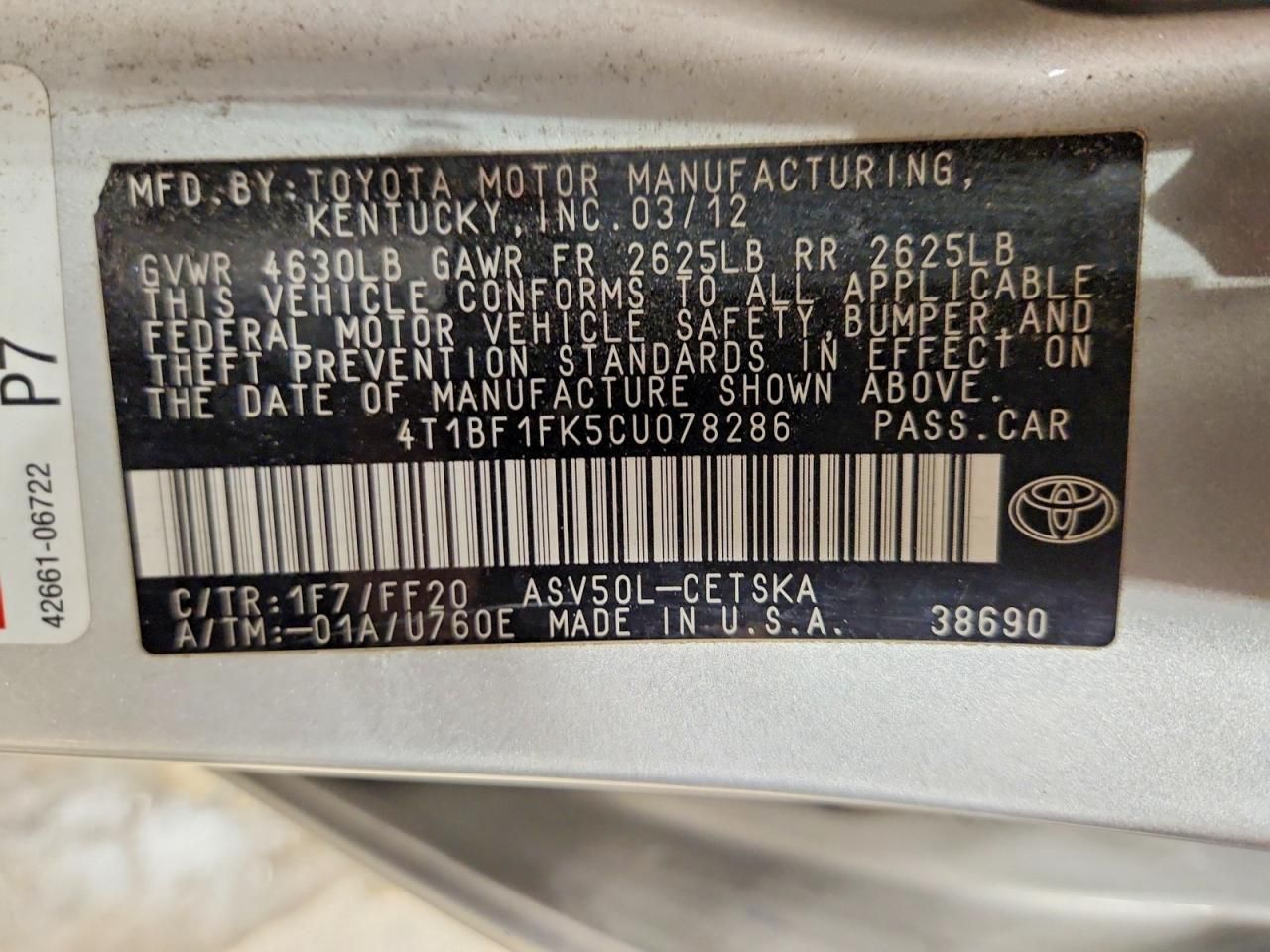 2012 Toyota Camry Base