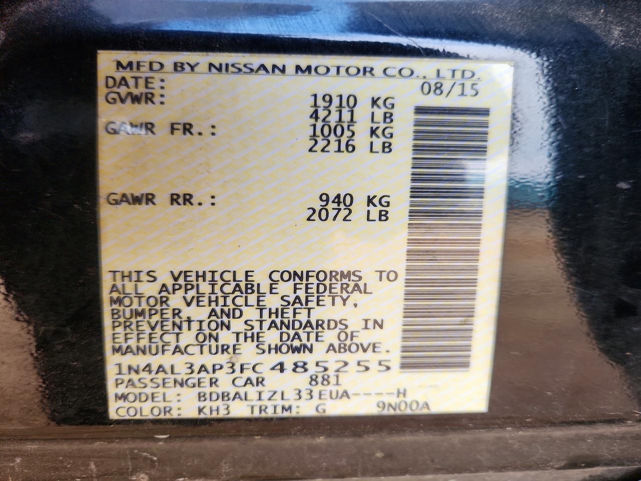 2015 Niss Altima 2.5