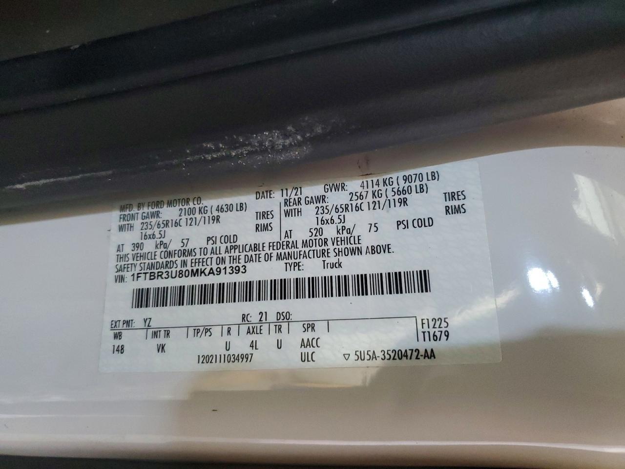 2021 Ford Transit 250 Delivery Van