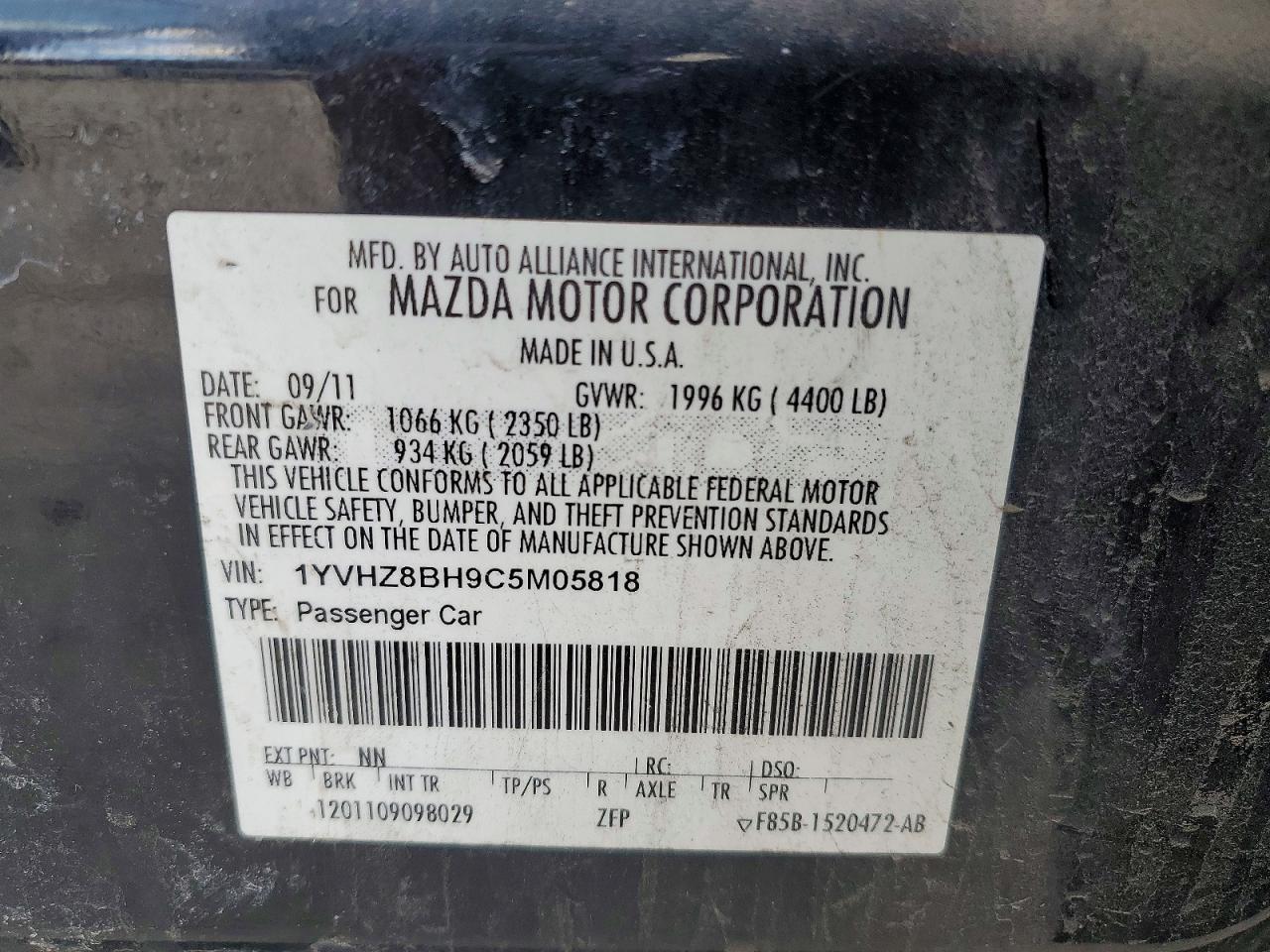 2012 Mazda 6 I
