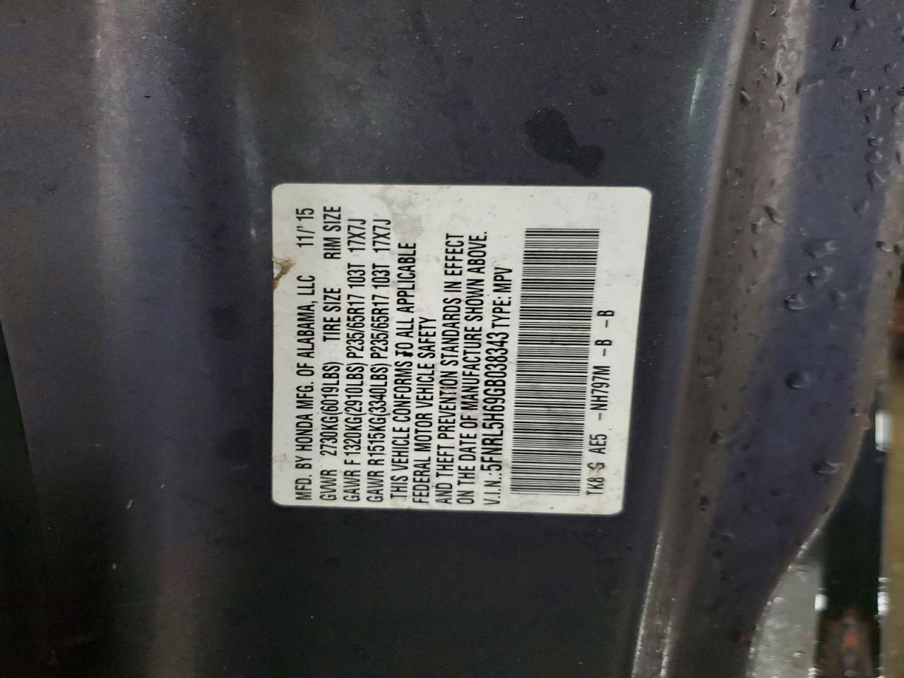 2016 Honda Odyssey exl