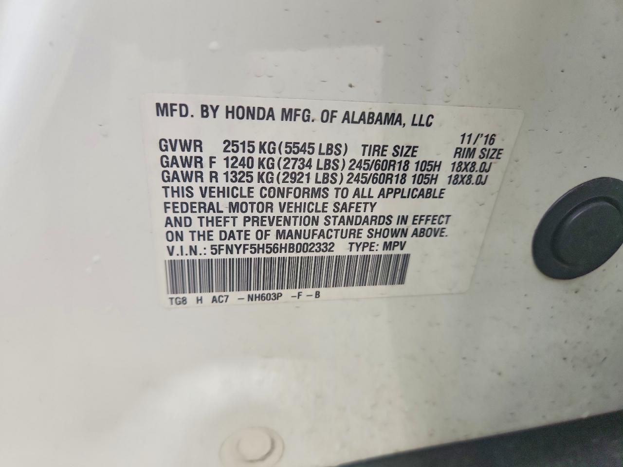 2017 Honda Pilot exl