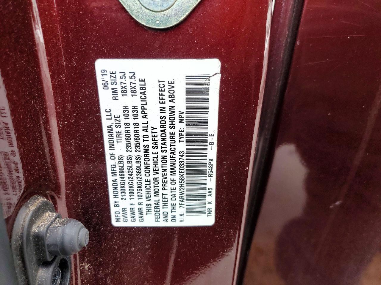 2019 Honda Cr-v ex