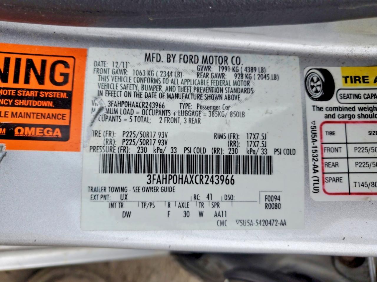 2012 Ford Fusion se