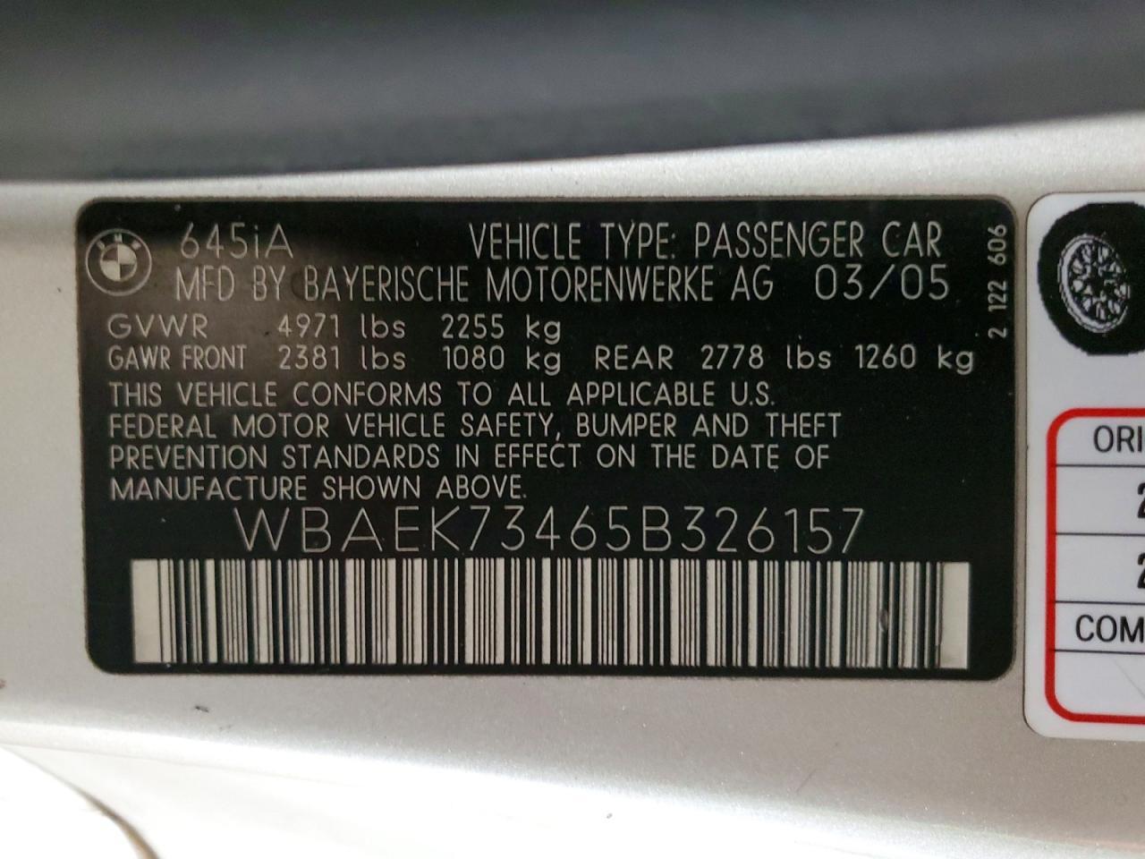 2005 BMW 645 ci Automatic