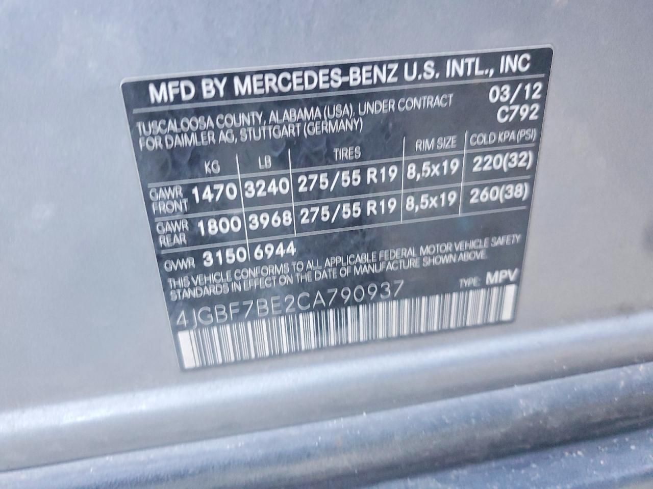 2012 Mercedes-Benz Gl 450 4matic