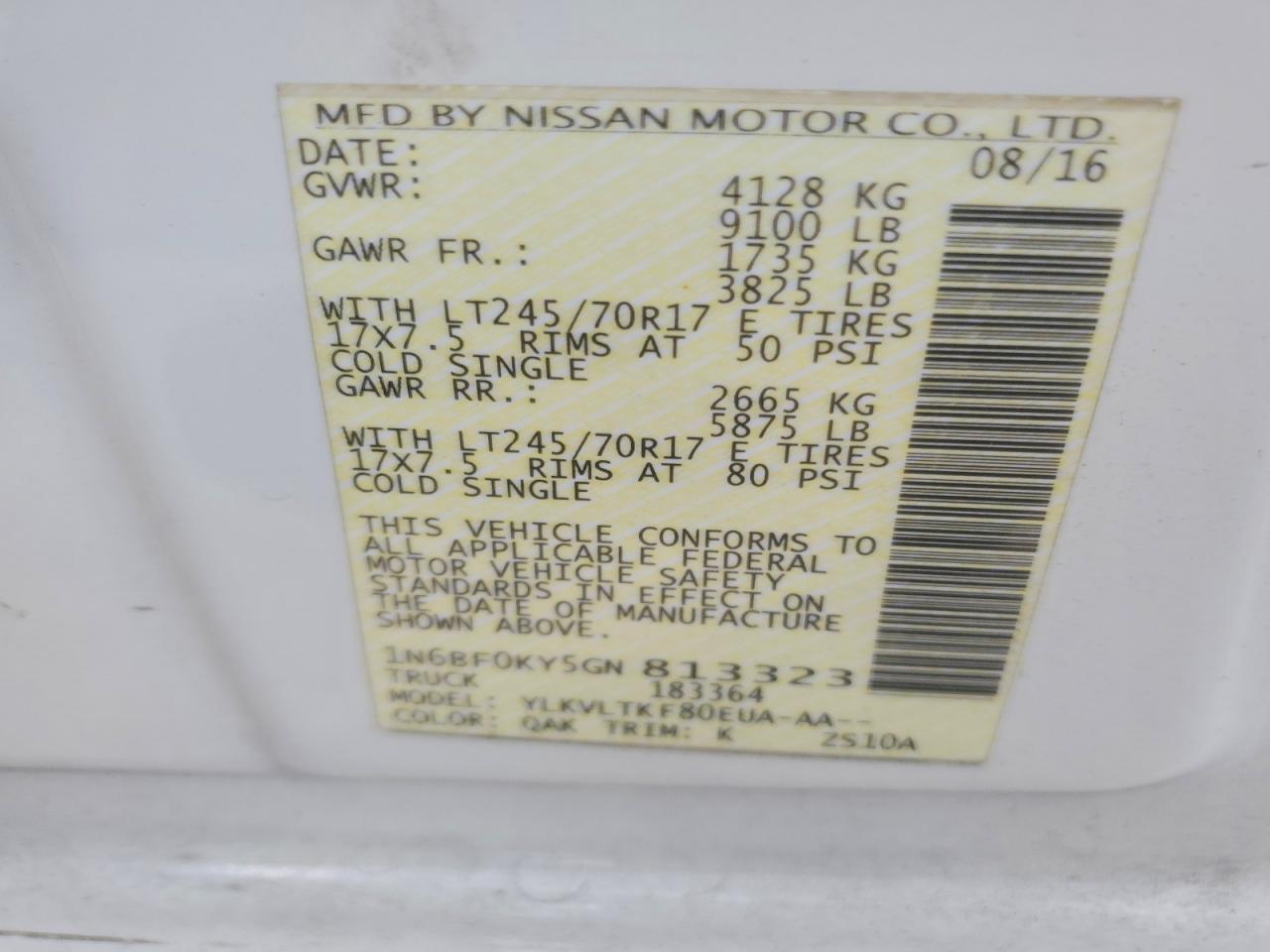 2016 Nissan NV 2500 HD SV