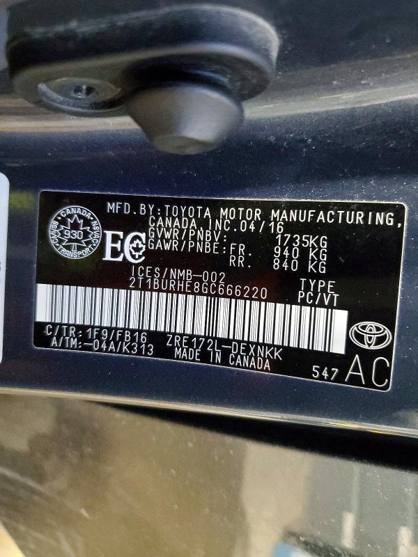 2016 Toyota Corolla l