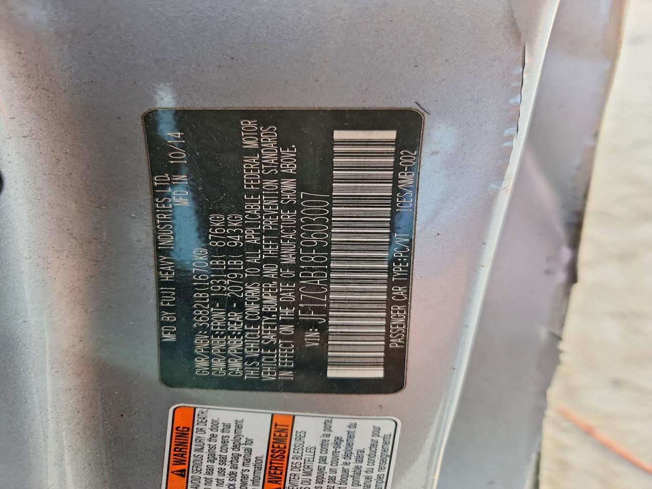 2015 Subaru Brz 2.0 Premium