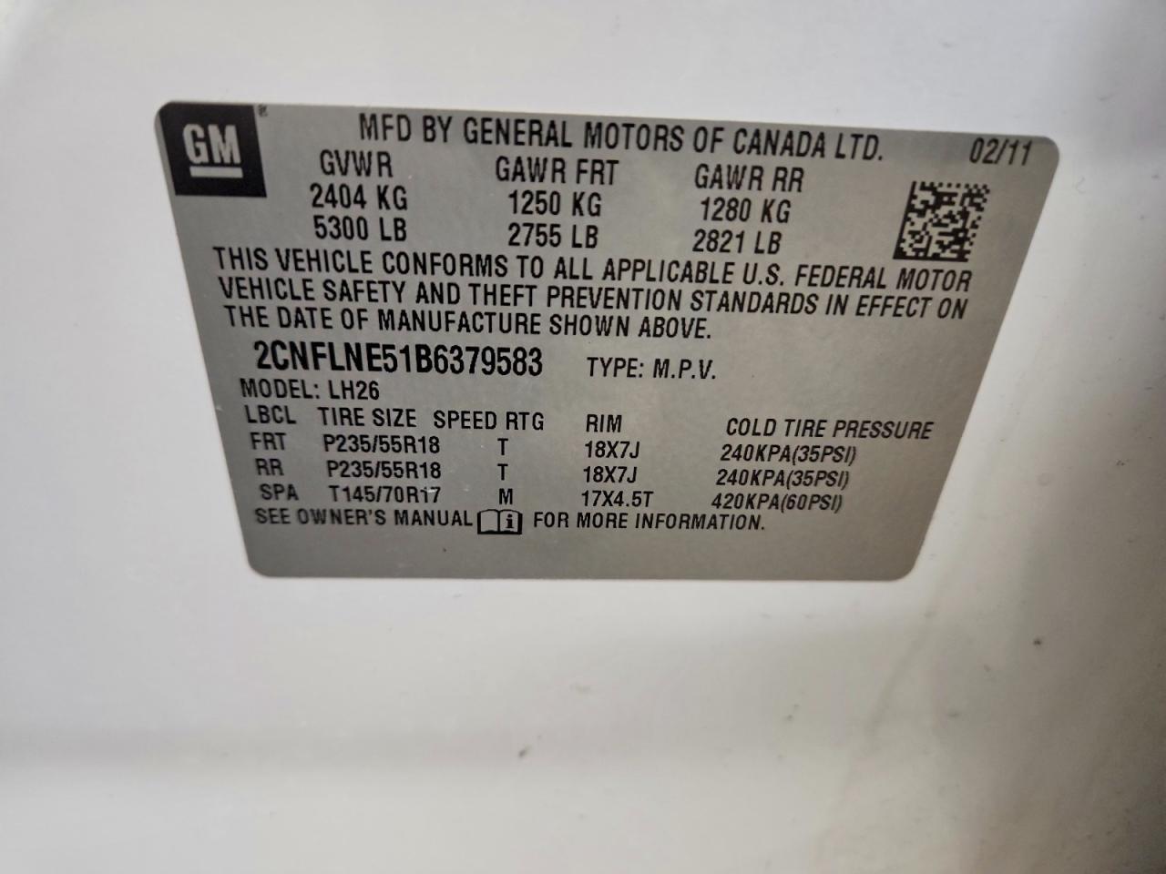 2011 Chev Equinox lt