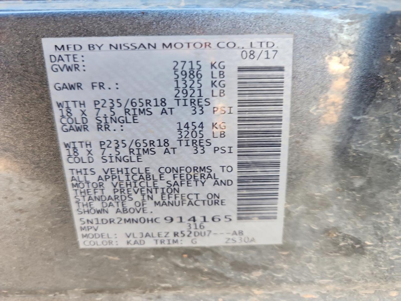 2017 Niss Pathfinder sv