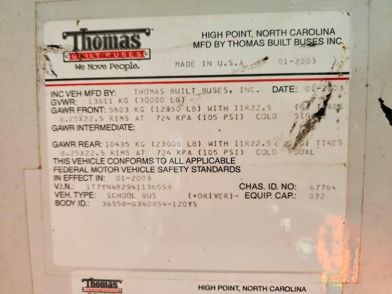 2004 Thomas Built hdx School bus