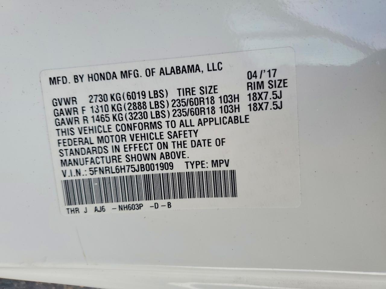 2018 Honda Odyssey exl