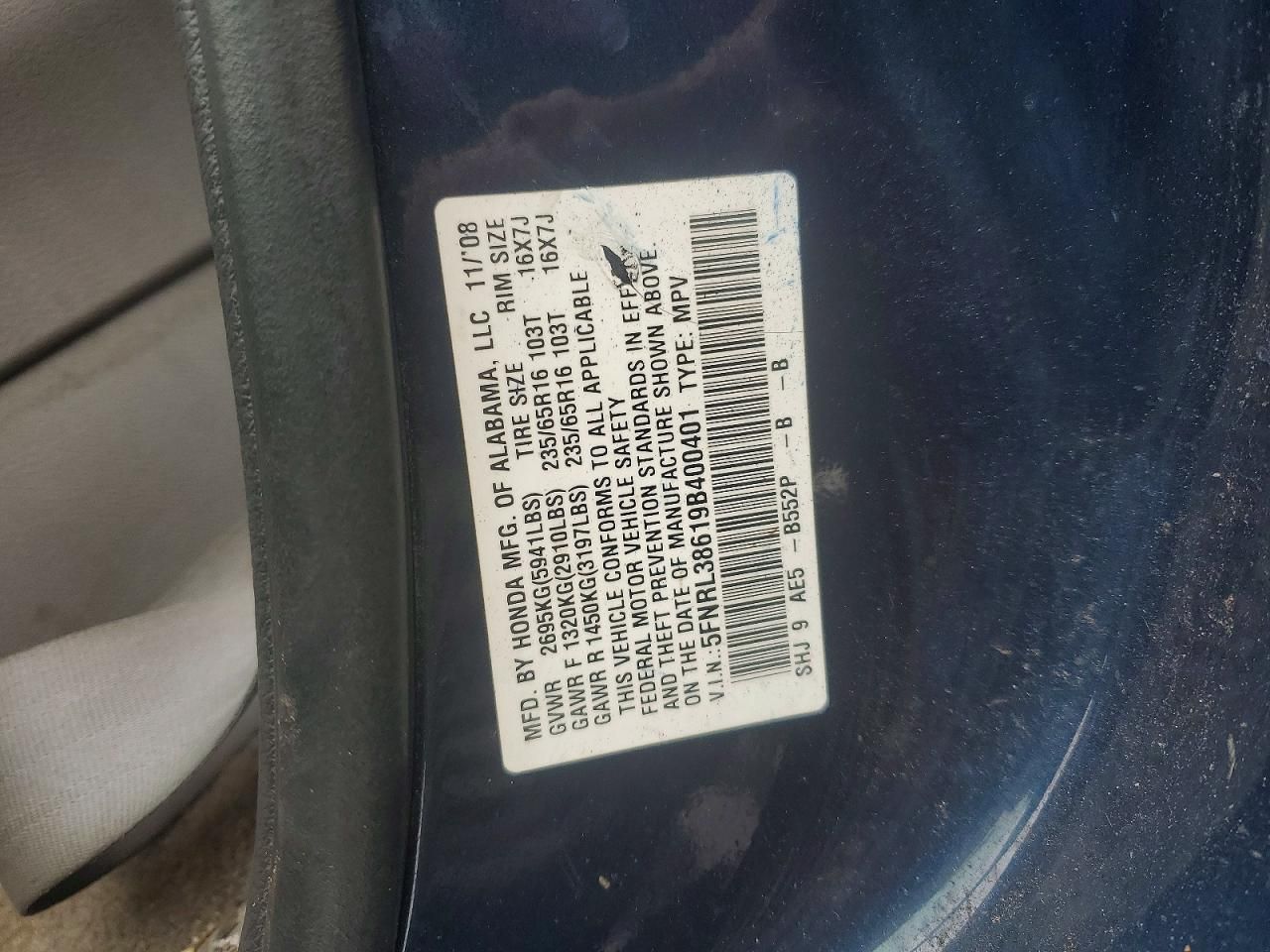 2009 Honda Odyssey exl