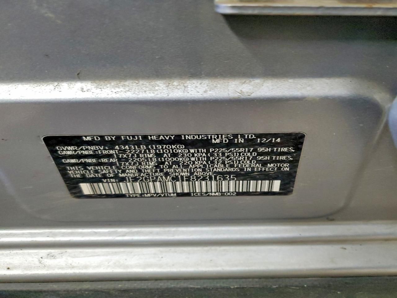 2015 Subaru Xv Crosstrek 2.0 Limited