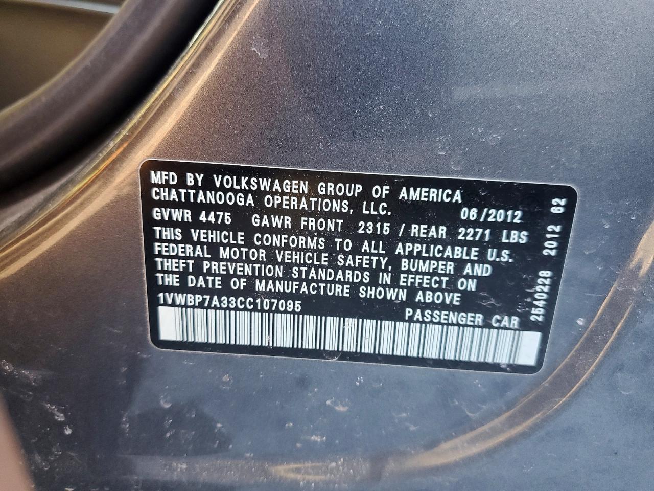 2012 Volkswagen Passat se