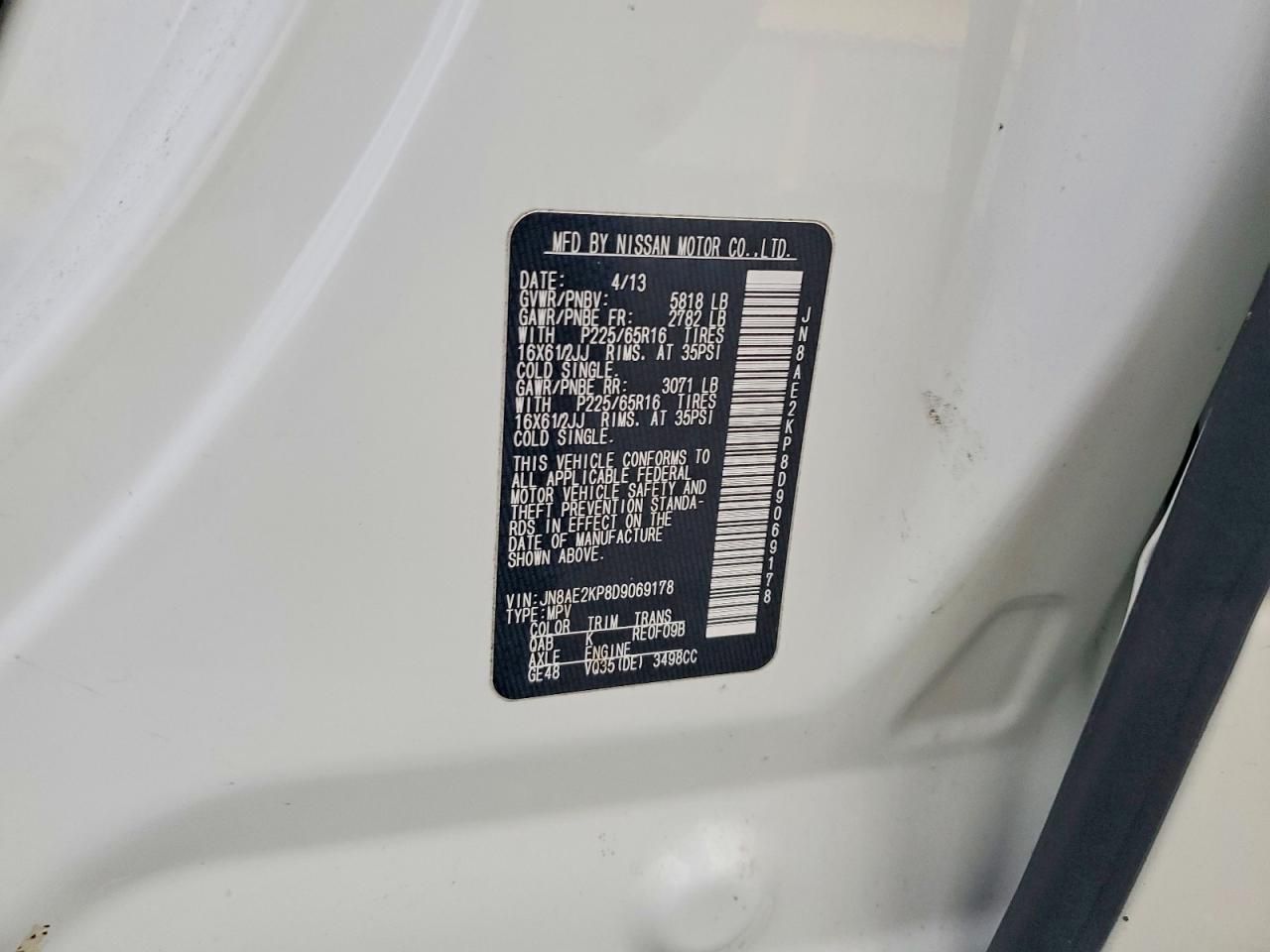 2013 Nissan Quest 3.5 s