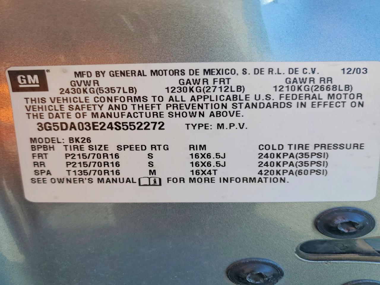 2004 Buick Rendezvous cx