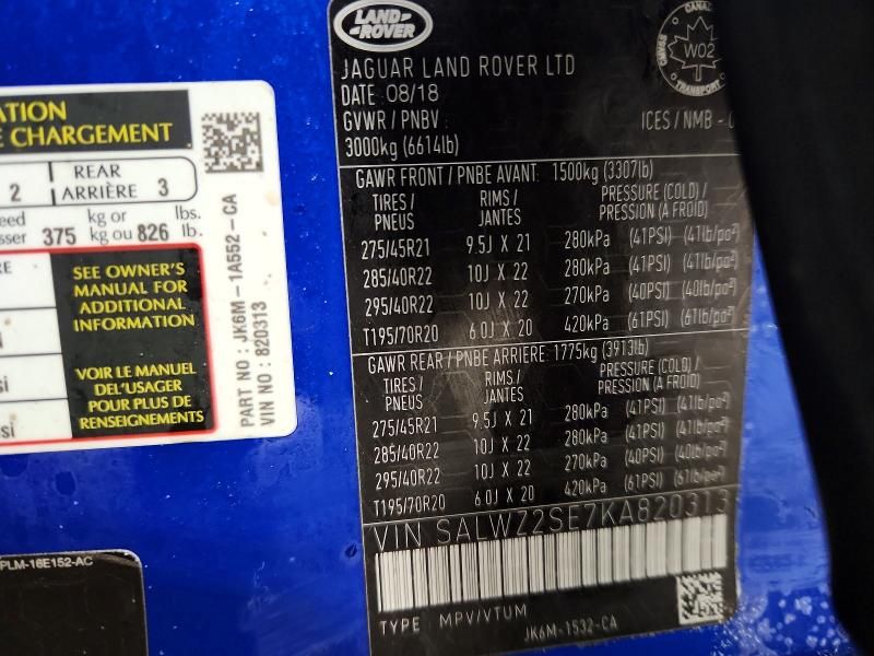 2019 Land Rover Range Rover Sport svr