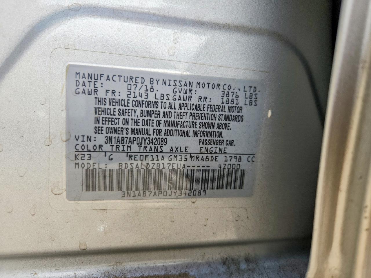 2018 Nissan Sentra s