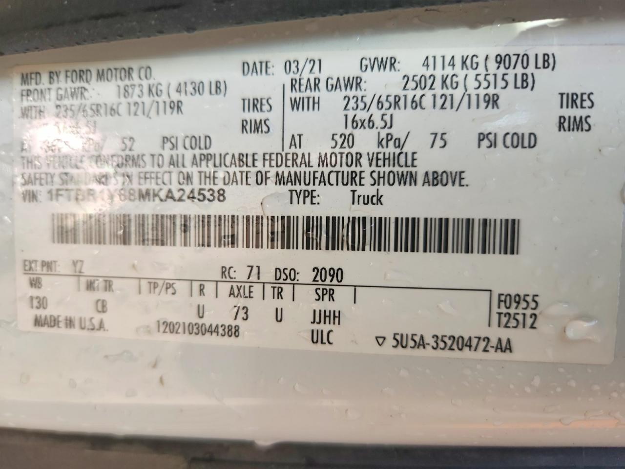 2021 Ford Transit 250 Delivery Van