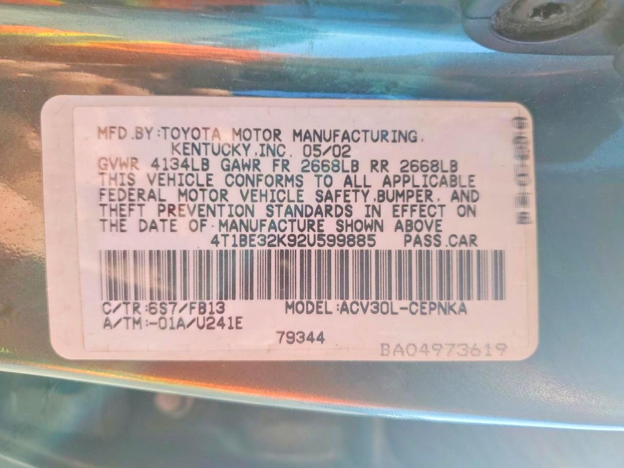 2002 Toyota Camry le