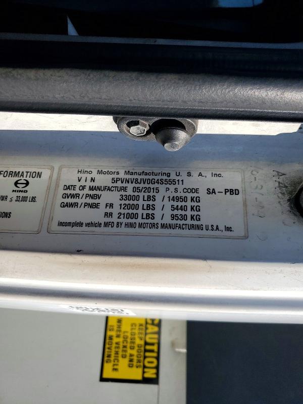 2016 Hino 338 BOX Truck