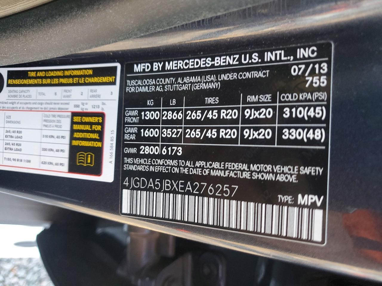 2014 Mercedes-Benz Ml 350